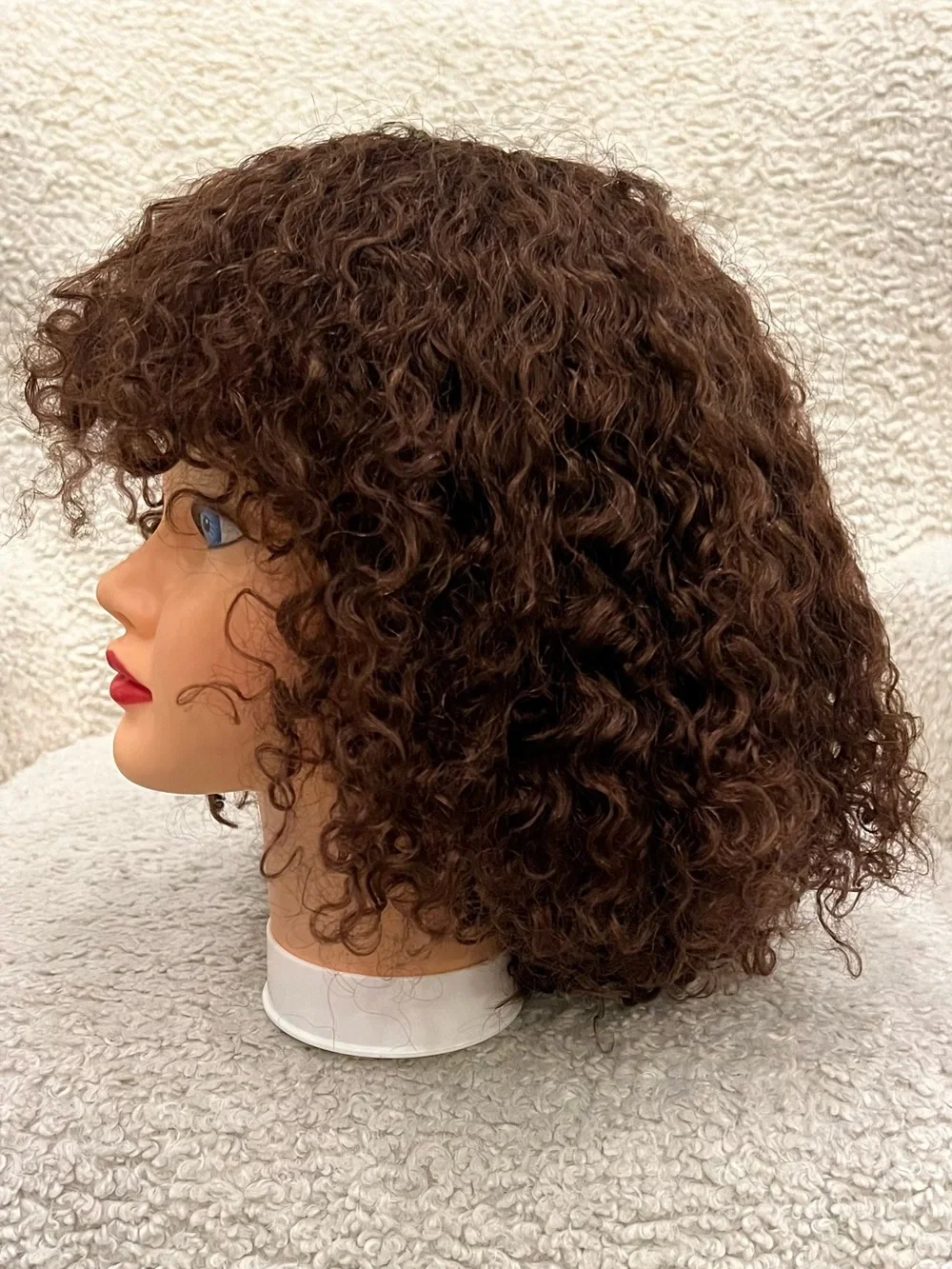 GORGIUS Kinky Curly Human Hair Wig Brown Short Wig